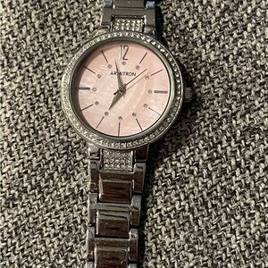 Armitron Silver Watch with Pink Dial